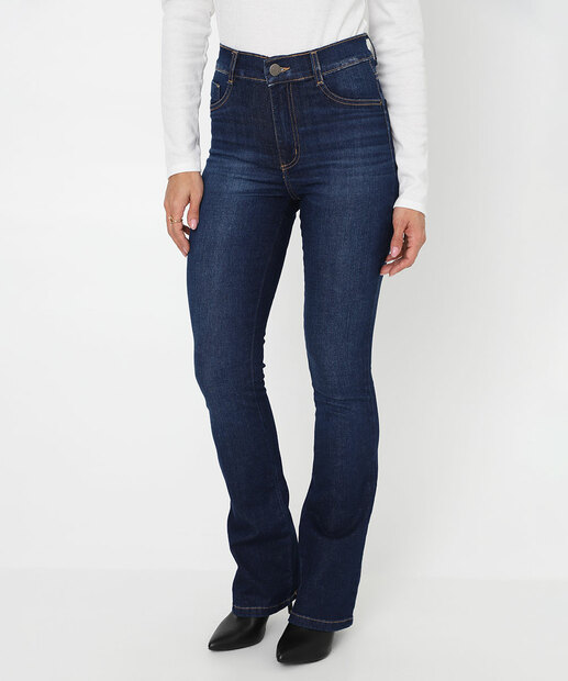 Calça Jeans Boot Cut Feminina Cintura Alta Sawary Azul