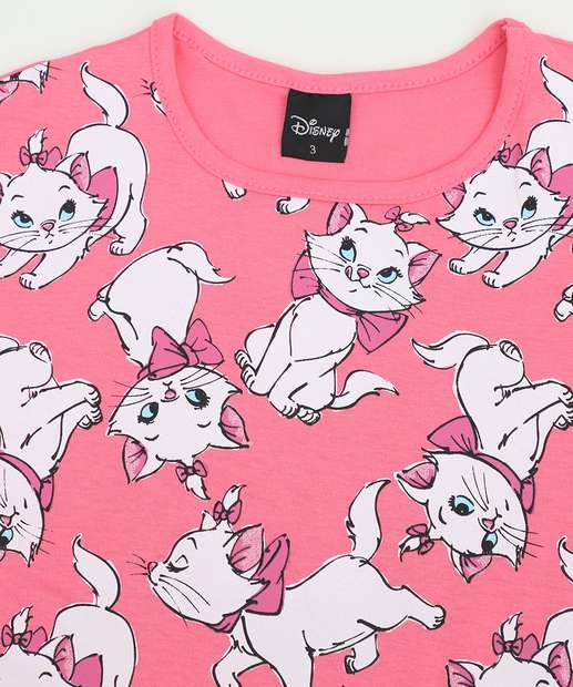 Camiseta Infantil Estampa Marie Disney Tam 1 a 3 Rosa