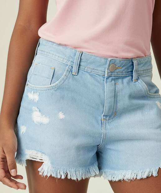 Short Jeans Feminino Boyfriend Puídos