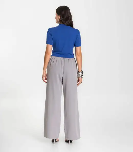 Calça Feminina Alfaiataria Com Bolsos Renaluci Cinza