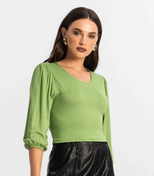 Blusa Feminina Manga 3/4 Endless Verde