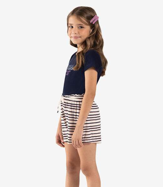 Conjunto Infantil Blusa Com Shorts Rovi Kids Azul