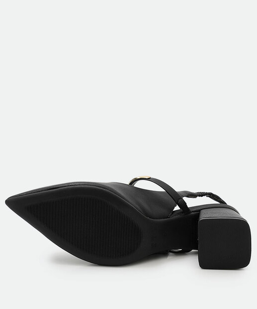 Scarpin Feminino Slingback Salto Grosso Bebecê Preto