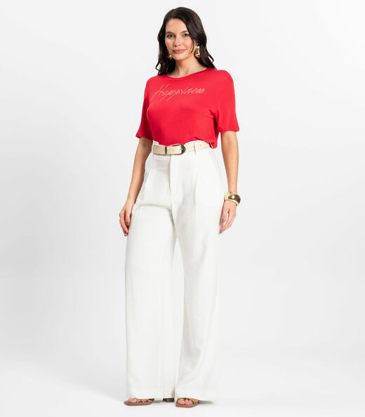 Blusa Feminina Manga Curta Visco Tricot Rovitex Vermelho