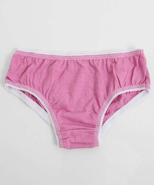 Kit 5 Calcinhas Infantil Estampa Princesas Tam 2 a 12 Rosa