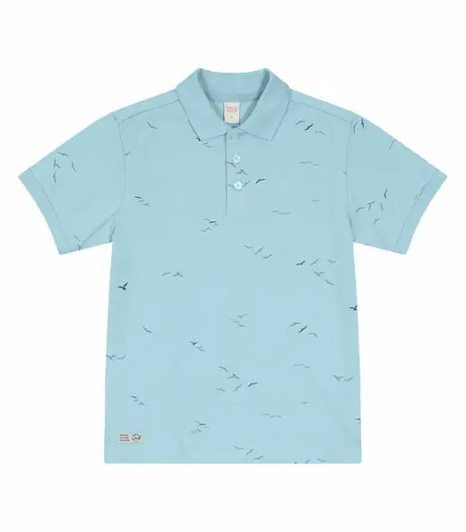 Camisa Polo Infantil Em Cotton Trick Nick Azul