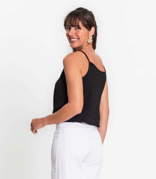 Blusa De Alça Feminina Com Botões Rovitex Preto