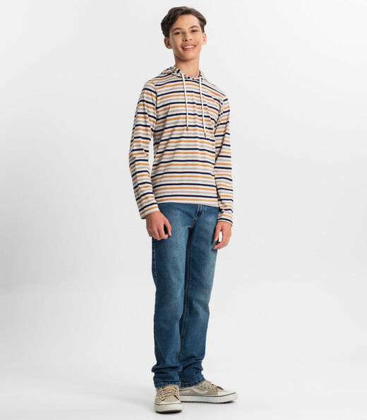 Camiseta Juvenil Menino Listrada Minty Marrom