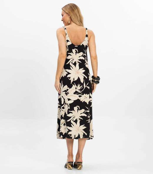 Vestido Super Midi Feminino Visco Maquinetada Preto