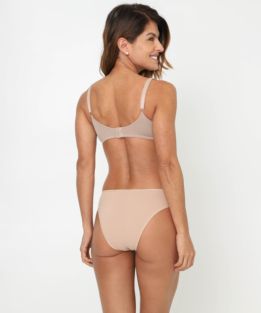 Kit 3 Calcinhas Tanga Estampa Poá DelRio Bege