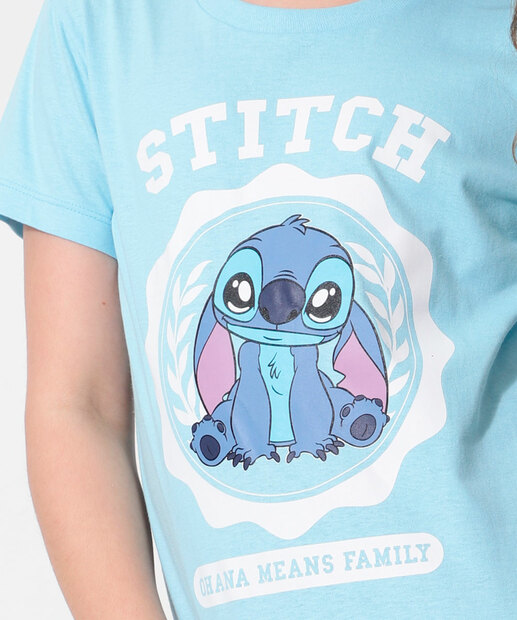 Camiseta Juvenil Estampa Stitch Disney Tam 10 a 16