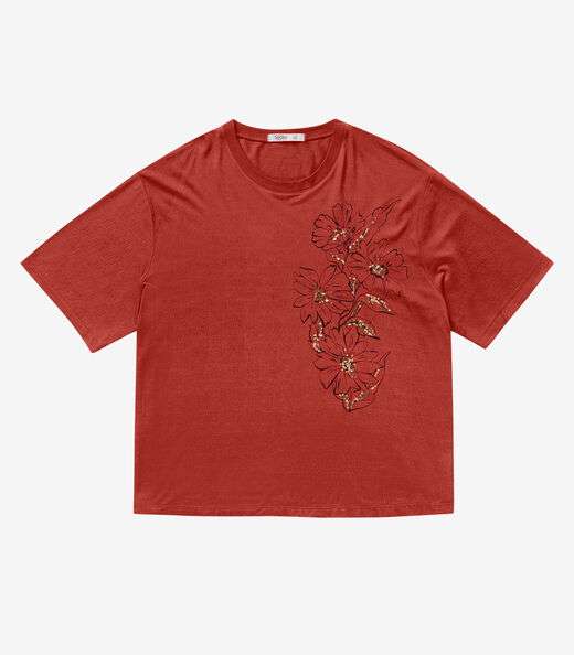 Blusa Feminina Manga Curta Secret Glam Laranja