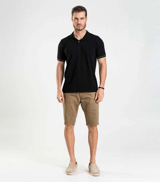 Polo em Cotton Leve Masculina Diametro Preto