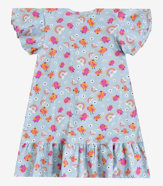Vestido Infantil Com Manga Godê Select Azul