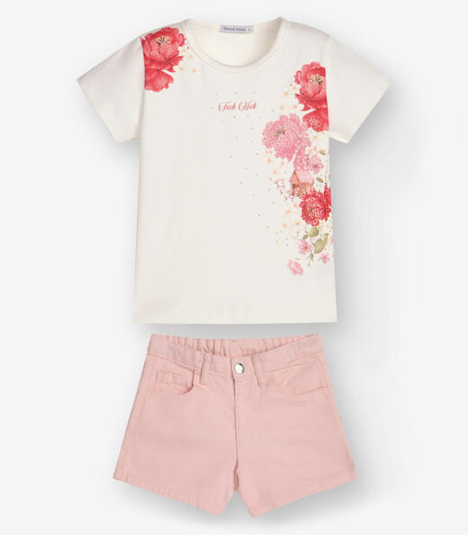 Conjunto Infantil Blusa com Shorts Trick Nick Bege