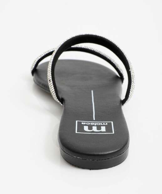 Rasteirinha Feminina Tiras Strass Moleca Preto