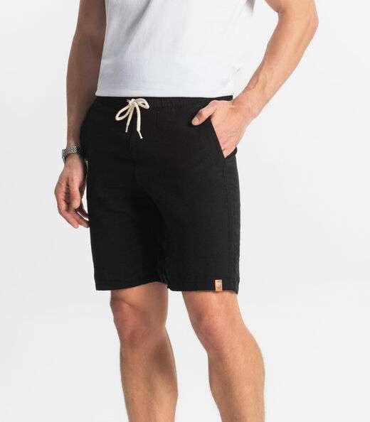 Bermuda Masculina Sarja Elástico E Bolsos Shift Preto