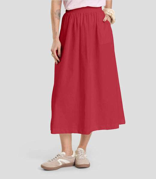 Saia Midi Feminina em Sarja Dianna Vermelho