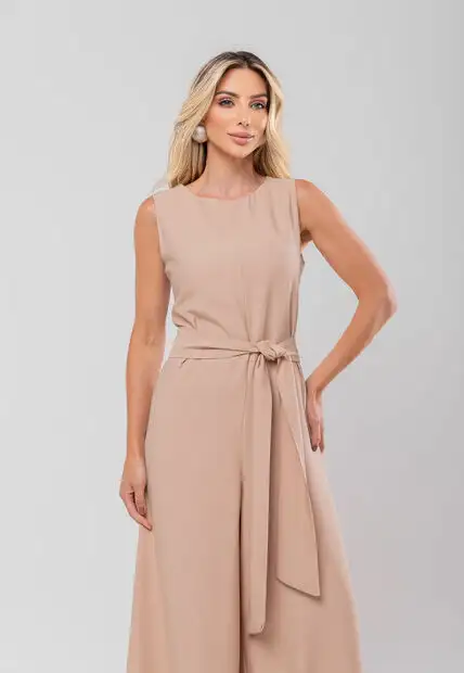 Macacão Regata Feminino Alfaiataria Pantalona Nude Salvatore Fashion