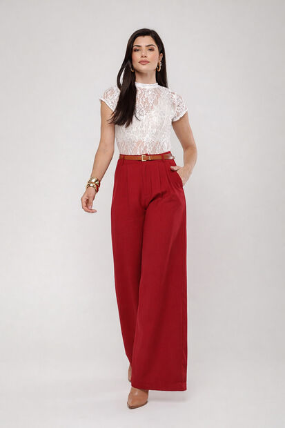 Blusa de Renda Flores Manga Curta Branco Salvatore