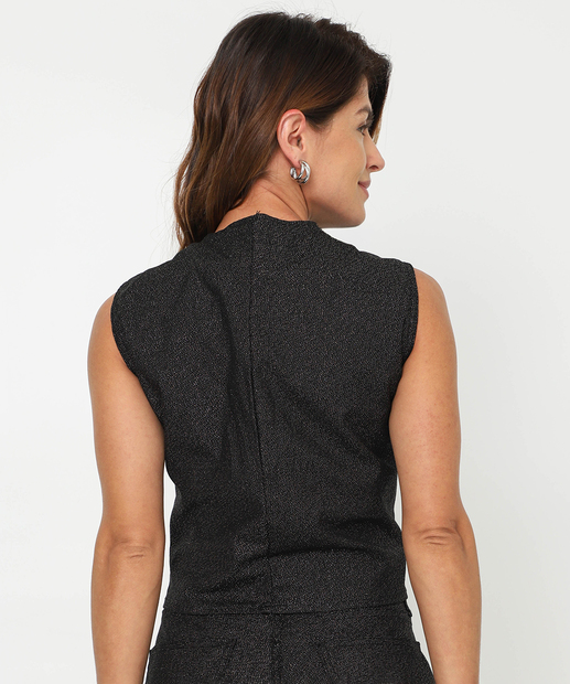 Colete Feminino Sarja Brilho Lurex Preto