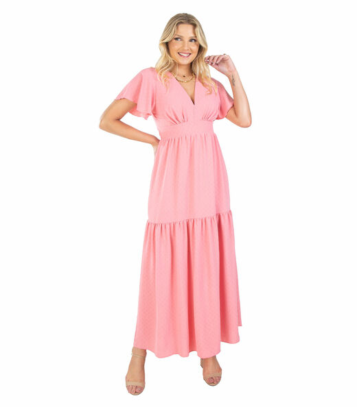 Vestido Longo Linho Select Rosa