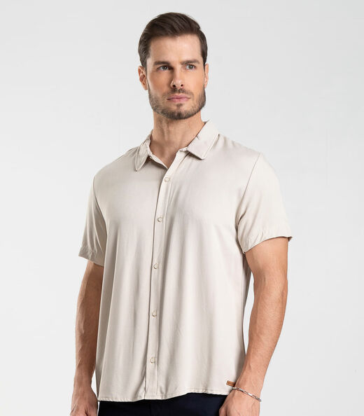 Camisa em Viscose Sarjada Masculina Diametro Bege