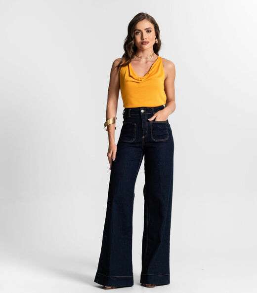 Regata Feminina Decote Degagê Endless Amarelo