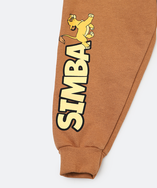 Calça Infantil Jogger Moletom Simba Tam 1 a 3 Marrom