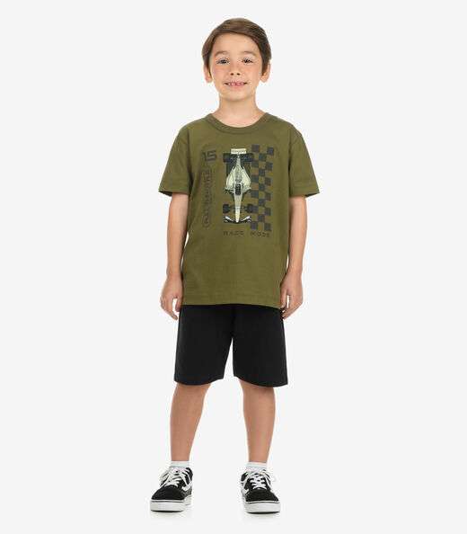 Conjunto Camiseta com Bermuda Masculino Rovi Kids Verde
