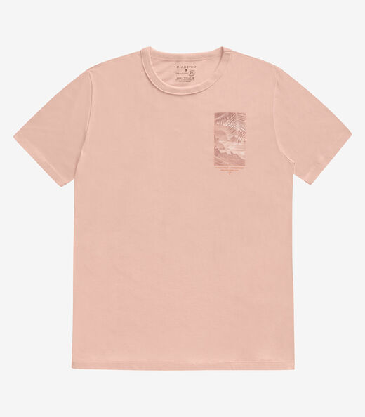 Camiseta Masculina Manga Curta Meia Malha Diametro Rosa