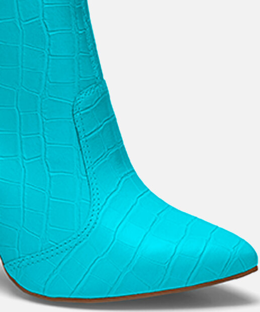 Bota Feminina Cano Curto Salto Fino Textura Croco Dakota