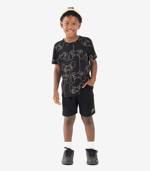 Camiseta Infantil Meia Malha Rovi Kids Preto