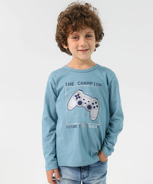Image_Camiseta Infantil Estampa Game Marisa Tam 4 a 10 Azul