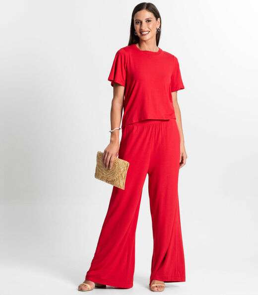 Calça Feminina Em Molecotton Rovitex Vermelho