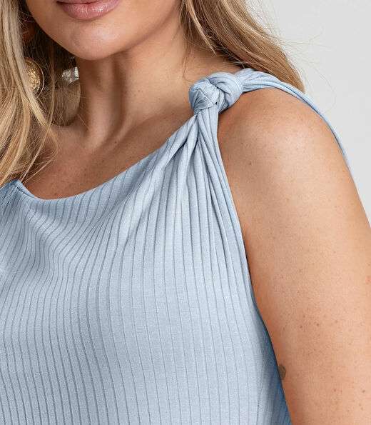 Vestido Midi Canelado Dianna Azul