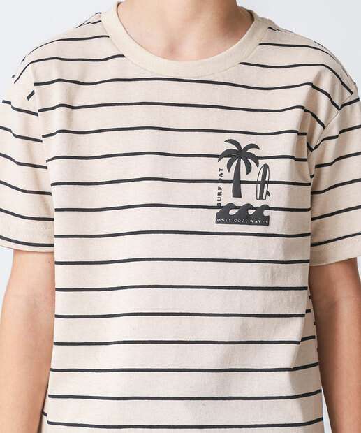 Camiseta Juvenil Listrada Marisa Tam 4 a 10 Bege