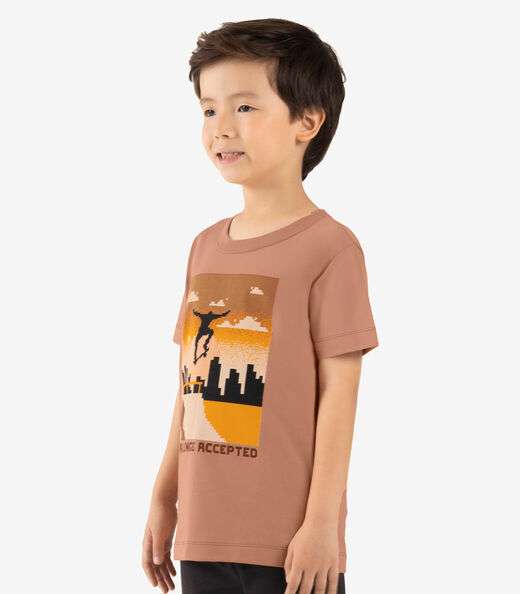 Camiseta Infantil Manga Curta Rovi Kids Marrom
