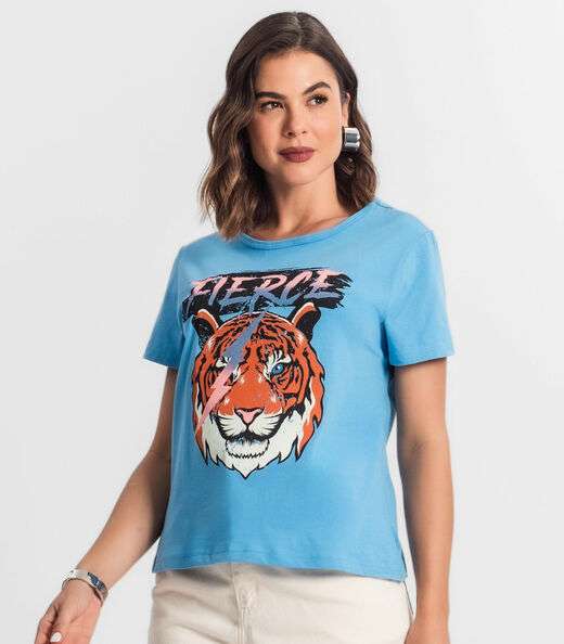Blusa T-Shirt Feminina Estampada Select Azul