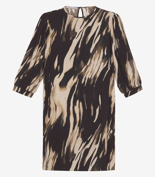 Vestido Manga 3/4 Endless Viscose Khyara Feminina Preto