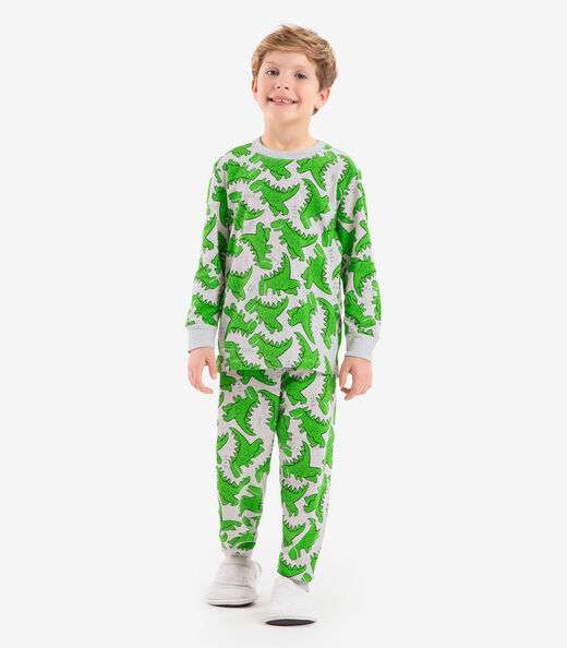 Pijama meia malha Rovi Kids Cinza