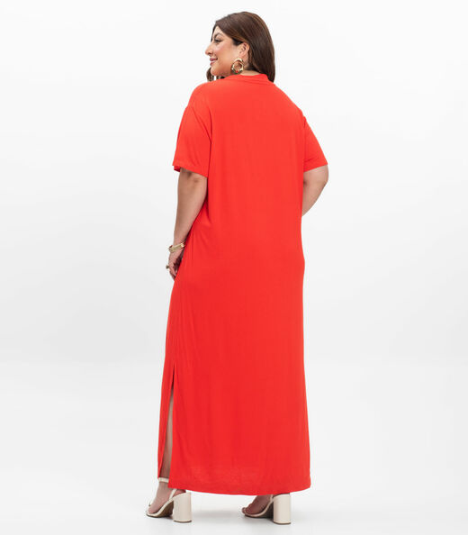 Vestido Super Midi Feminino Plus Size Secret Glam Laranja