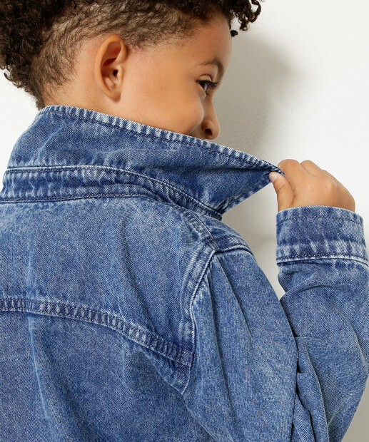 Jaqueta Infantil Jeans Bolsos MR Tam 4 a 10