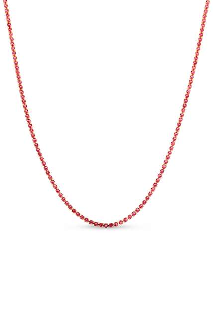 Image_Colar Semijoia Riviera Com microzircônias Fúscia 2mm Banhado a Ouro 18k