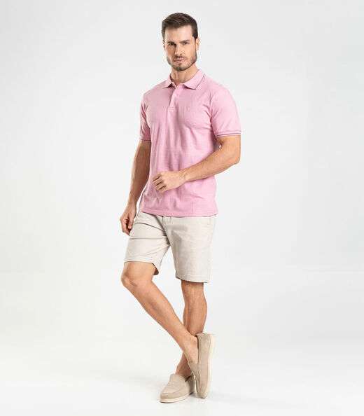 Polo Piquet Masculina Diametro Rosa