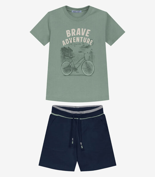 Image_Conjunto Infantil Camiseta Com Bermuda Trick Nick Verde