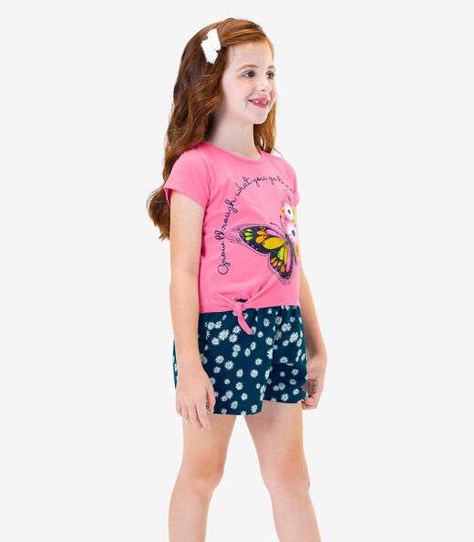 Conjunto Blusa com Shorts Rovi Kids Rosa