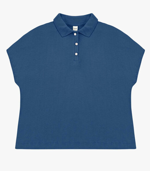 Blusa Feminina Visco Tricot Gola Polo Rovitex Azul