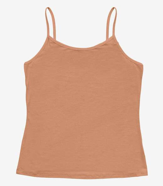 Blusa de Alça Feminina Viscotorcion Básica Rovitex Marrom