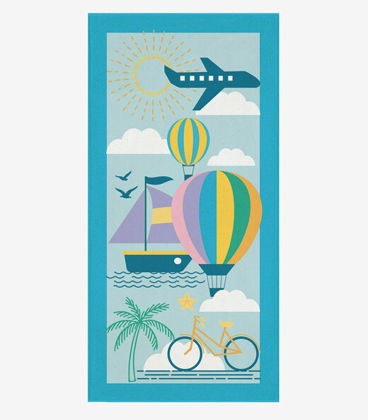 Image_Toalha De Praia Aveludada Estampada Lepper Azul